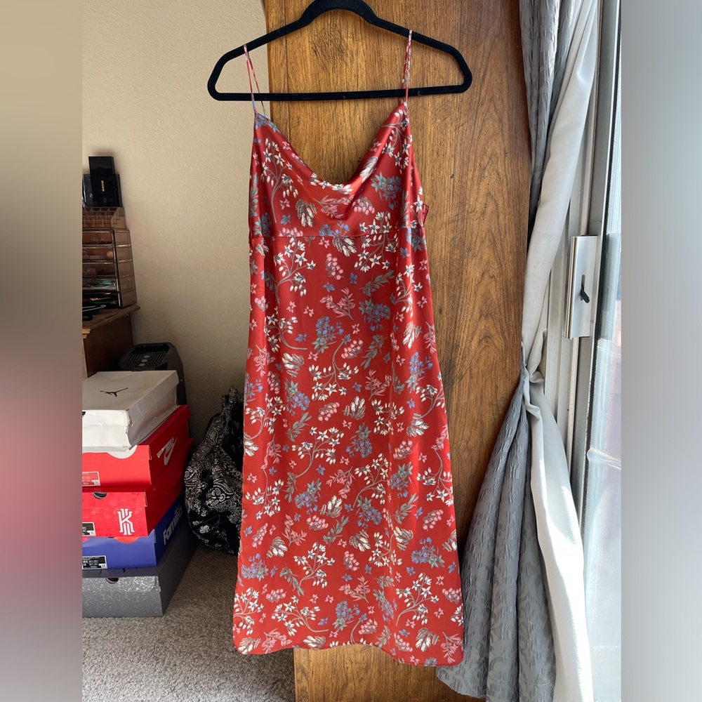 Forever 21 Spaghetti Strap “Burnt Orange” Floral Midi-Full Length Dress